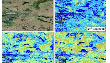 Satellite Images of soil moisture levels pre and post Clifden Flooding 09/2020