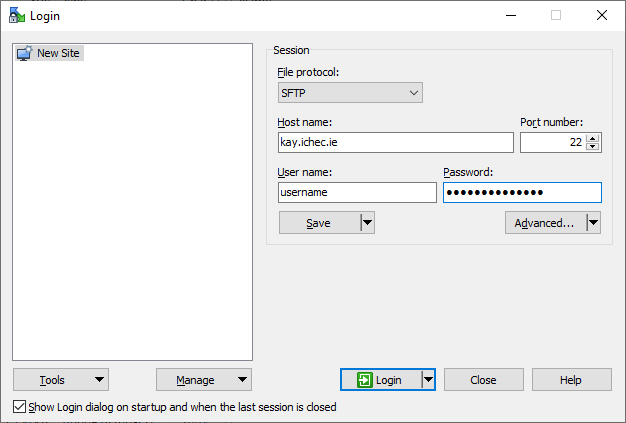 WinSCP Login