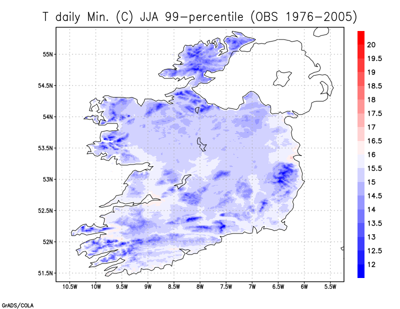 JJA Tmin 99-percentile from Observations